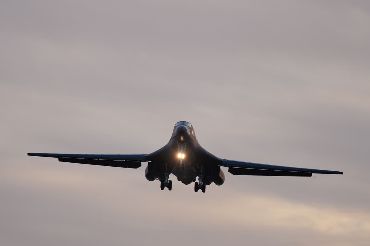 FAIRFORD, ENGLAND - MARCH 11: A US Air Force B-1 bomber comes in to land at RAF Fairford on March 11, 2026 in Fairford, England. Since UK Prime Minister Keir Starmer allowed the US to use British bases to launch defensive strikes against Iranian missile sites, a variety of US military aircraft including B52 bombers, and B-1 bombers, have arrived at RAF Fairford in Gloucestershire. (Photo by Christopher Furlong/Getty Images) The New York Sun