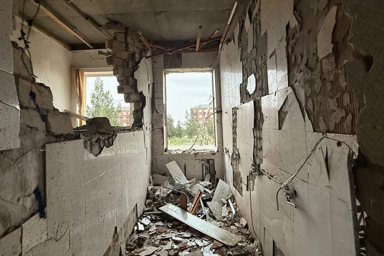 AP Damage to a school at Julfa following, what Azerbaijan's Foreign Ministry says was a drone attack carried out by Iran, on its exclave of Nakhchivan, March 5, 2026.