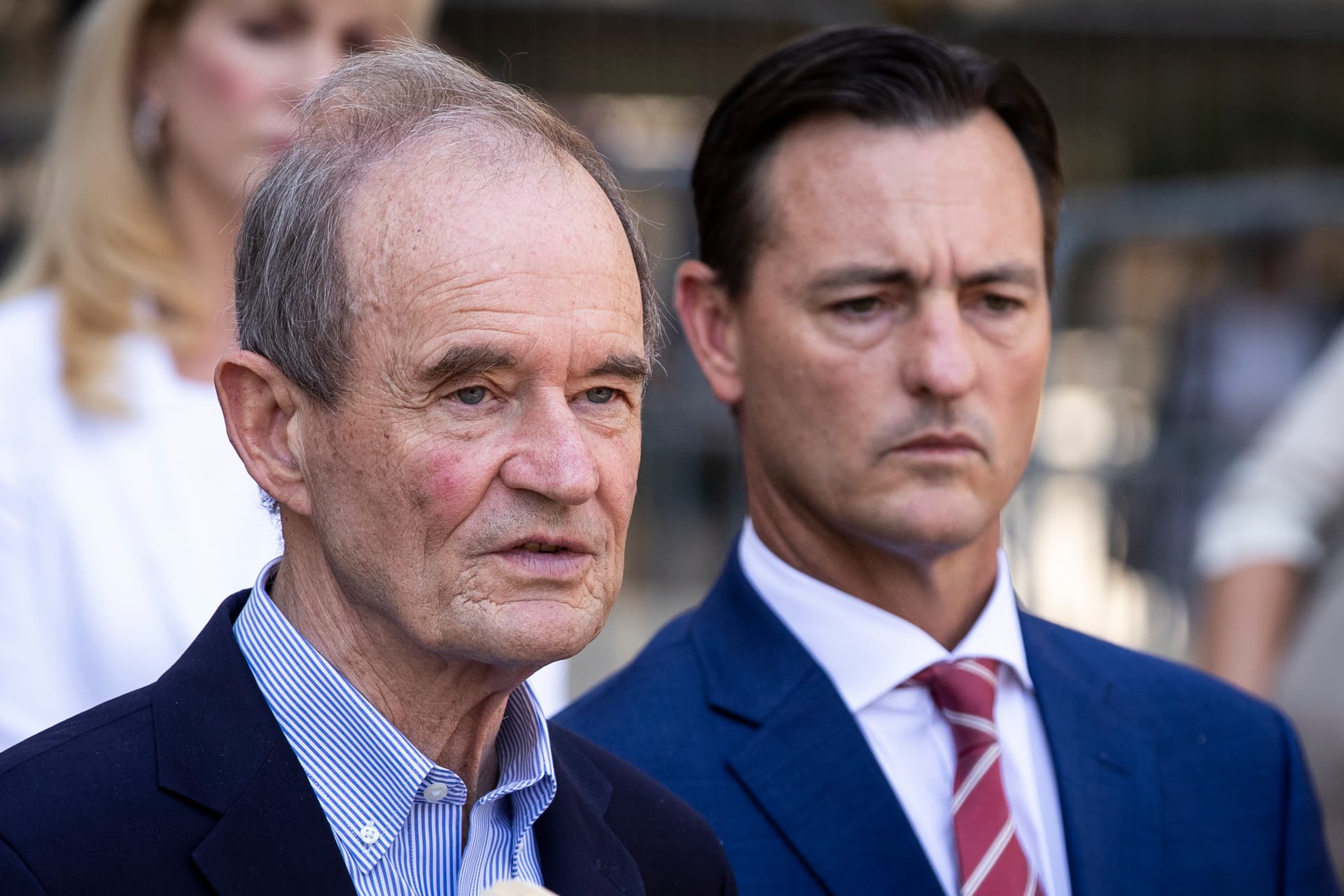 Drew Angerer/Getty Images Attorney David Boies, left, outside federal court on July 15, 2019 at New York City.