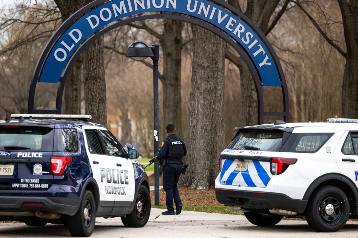 Kendall Warner/The Virginian-Pilot via AP Police arrive outside Old Dominion University's campus after a shooting on March 12, 2026 at Norfolk, Virginia.