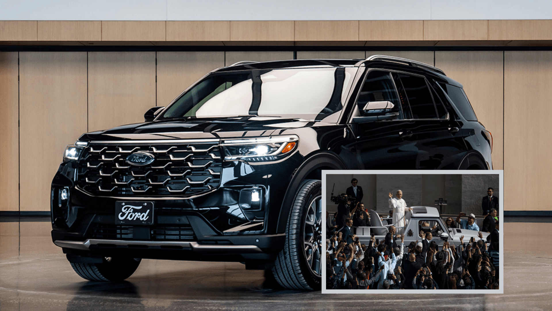 Ford / Antonio Masiello/Getty Images The Ford Explorer hybrid presented to Pope Leo (inset) has a hybrid powertrain.