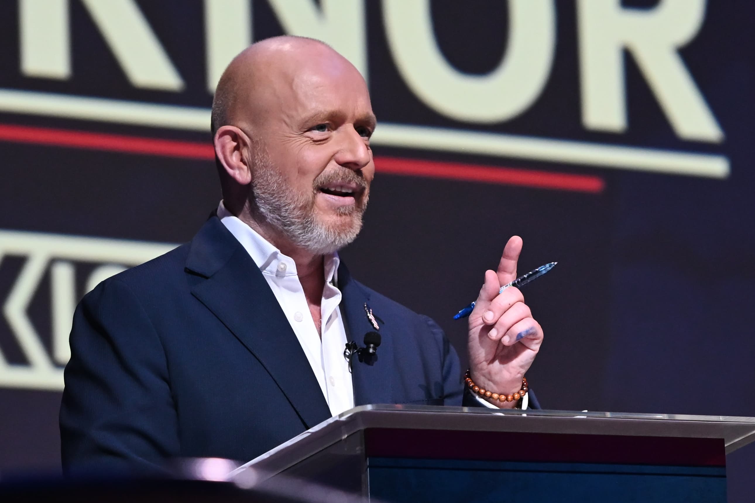Steve Hilton speaks during a California gubernatorial candidate debate at San Francisco on February 3, 2026. Steve Hilton speaks during a California gubernatorial candidate debate at San Francisco on February 3, 2026.