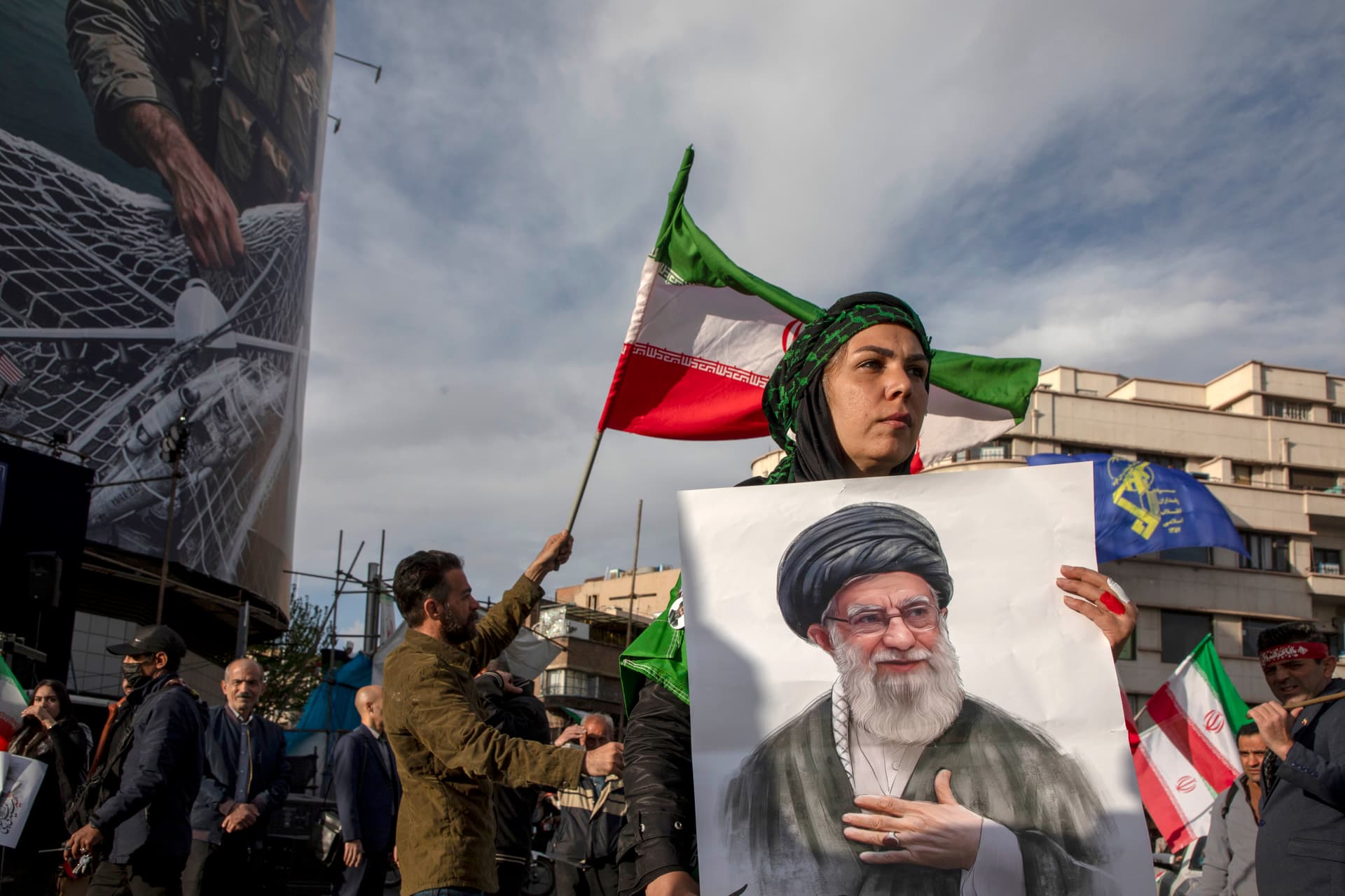 Majid Saeedi/Getty Images A demonstration in support of the Iranian government at Tehran's Enqelab Square on April 5, 2026.
