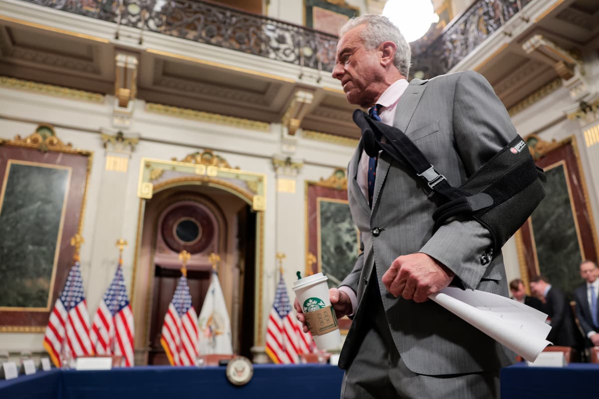 Heather Diehl/Getty Images The secretary of health and human services, Robert F. Kennedy Jr., arrives for a Fraud Task Force meeting at the White House on March 27, 2026.