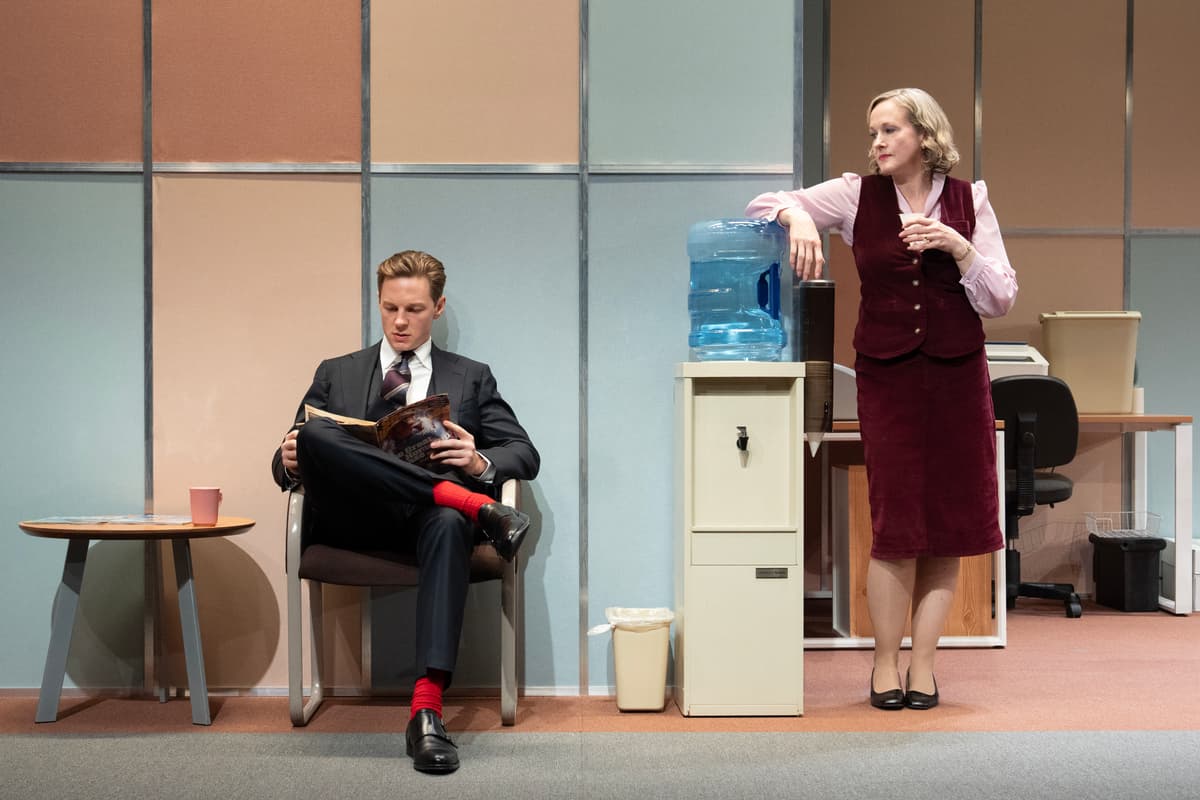 Joan Marcus Will Pullen and Katie Finneran in 'The Receptionist.'