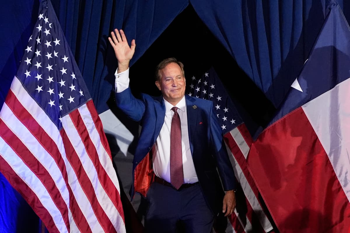 AP Photo/Tony Gutierrez Texas Attorney General Ken Paxton waves as he takes the stage during a primary runoff election night event after winning the Republican party's U.S. Senate nomination on May 26, 2026, at Plano, Texas.