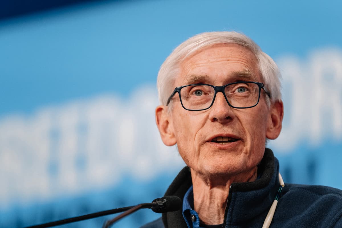 Wisconsin Governor Tony Evers speaks at a rally. Jim Vondruska/Getty Images The New York Sun