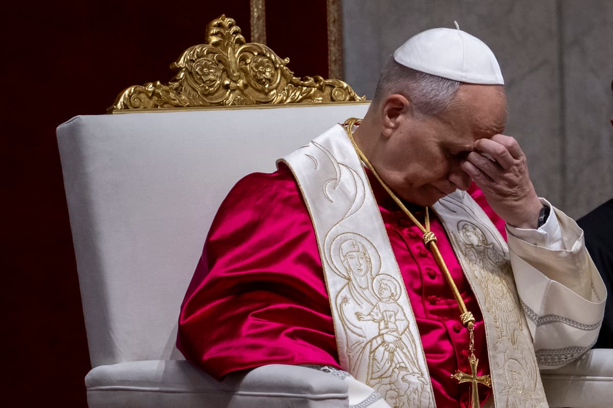 Antonio Masiello/Getty Images Pope Leo XIV presides over a prayer vigil.