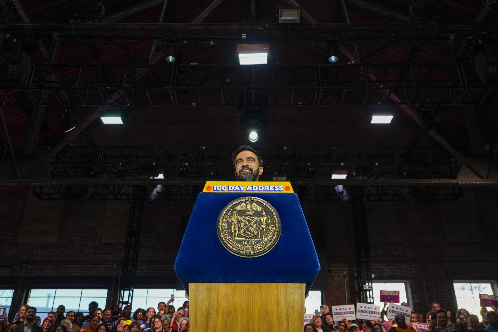 Photo by Ryan Murphy/Getty Images New York City Mayor Zohran Mamdani speaks to supporters.