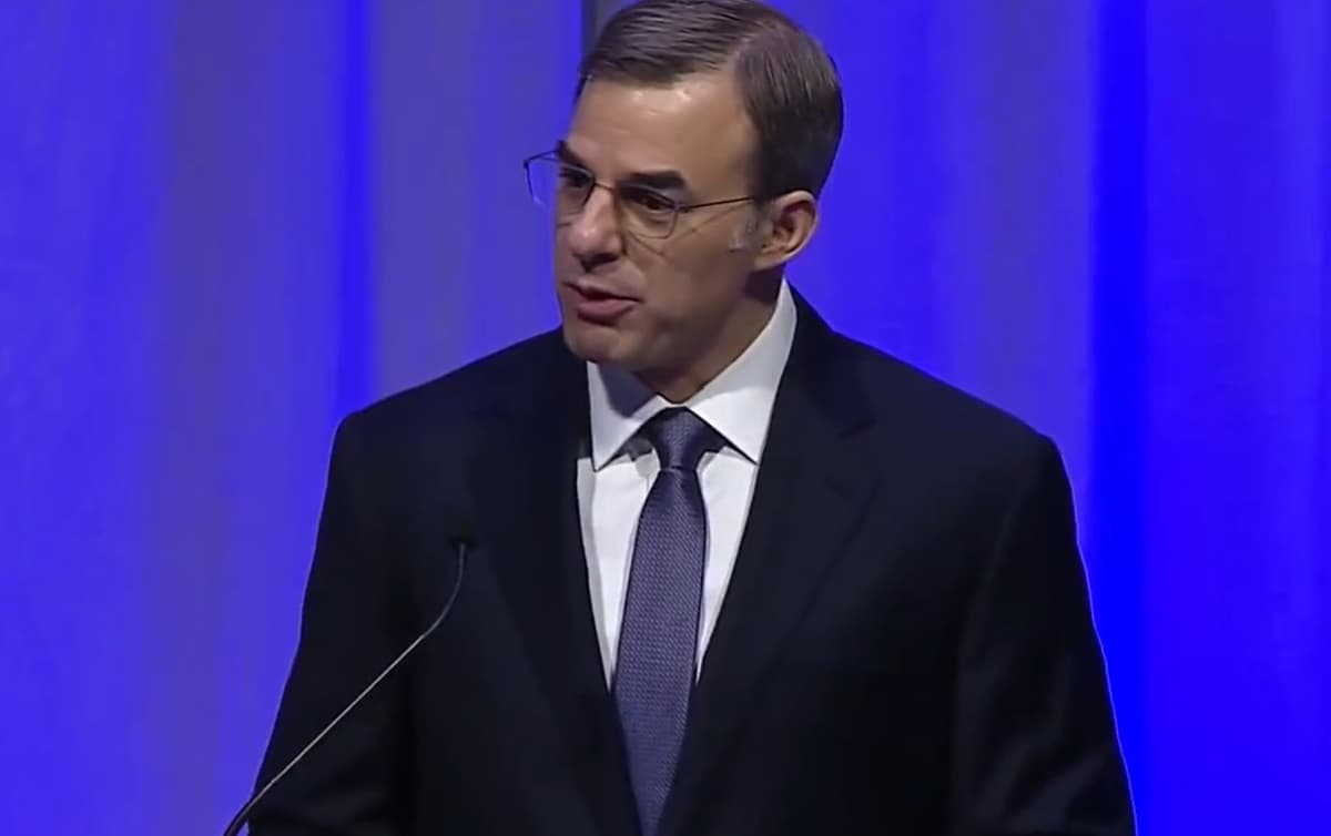 Justin Amash via X The former congressman who registered as a libertarian after leaving the Republican Party, Justin Amash, speaks at the Libertarian Party convention at Grand Rapids on May 24, 2026.