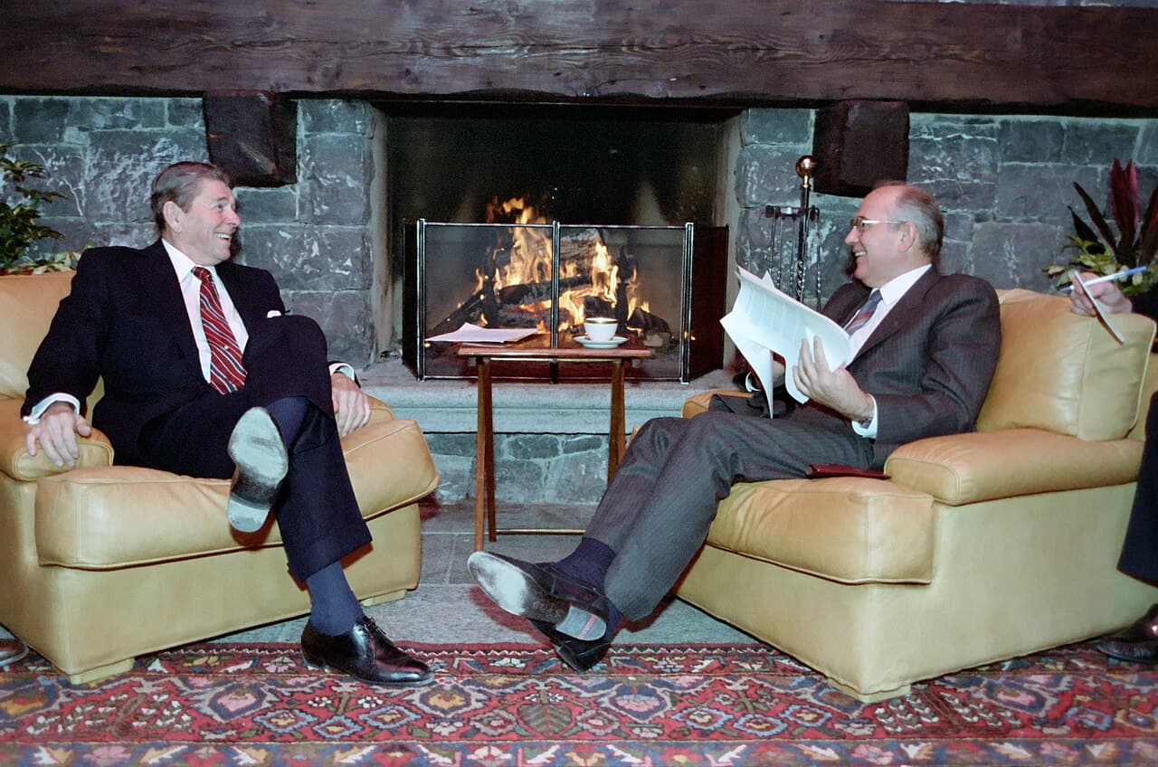 Via Wikimedia Commons President Reagan and the Soviet general secretary, Mikhail Gorbachev, at a summit at Geneva, November 19, 1985.
