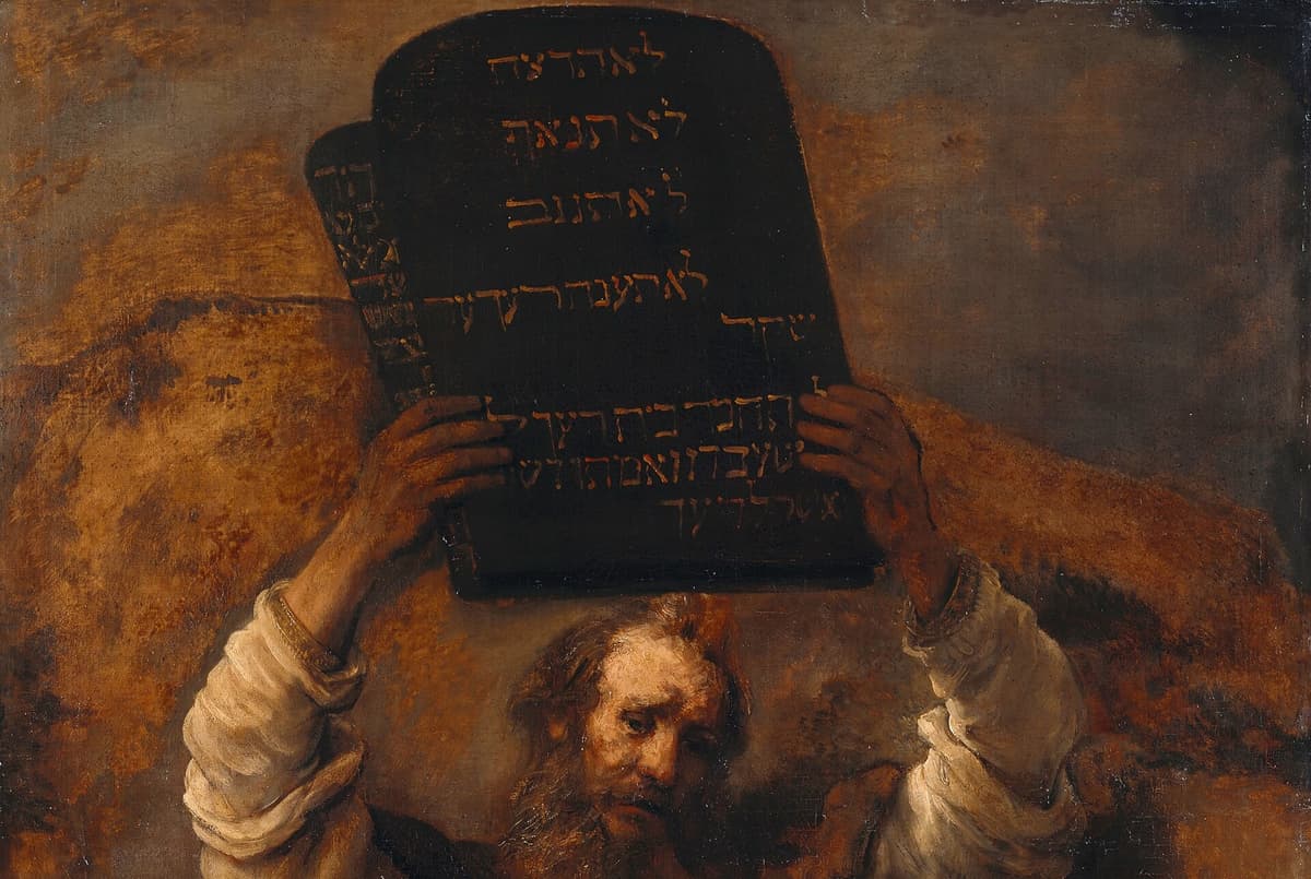 Via Wikimedia Commons Rembrandt, 'Moses Smashing the Tablets of the Law,' 1659, detail.