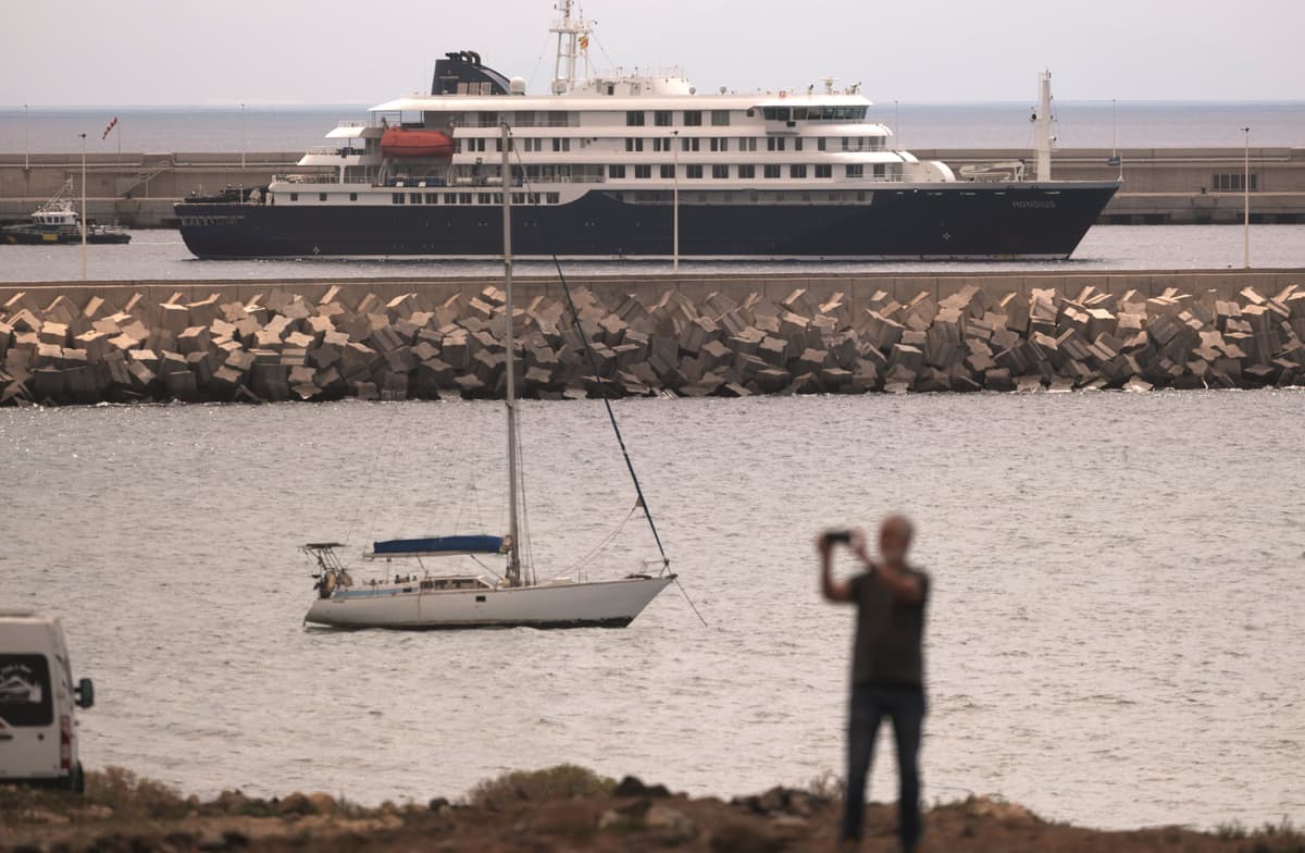 AP/Arturo Rodriguez The hantavirus-stricken cruise ship, Motor Vessel Hondius, anchored at the port of Granadilla on Tenerife, part of Spain's Canary Islands, May 11, 2026.