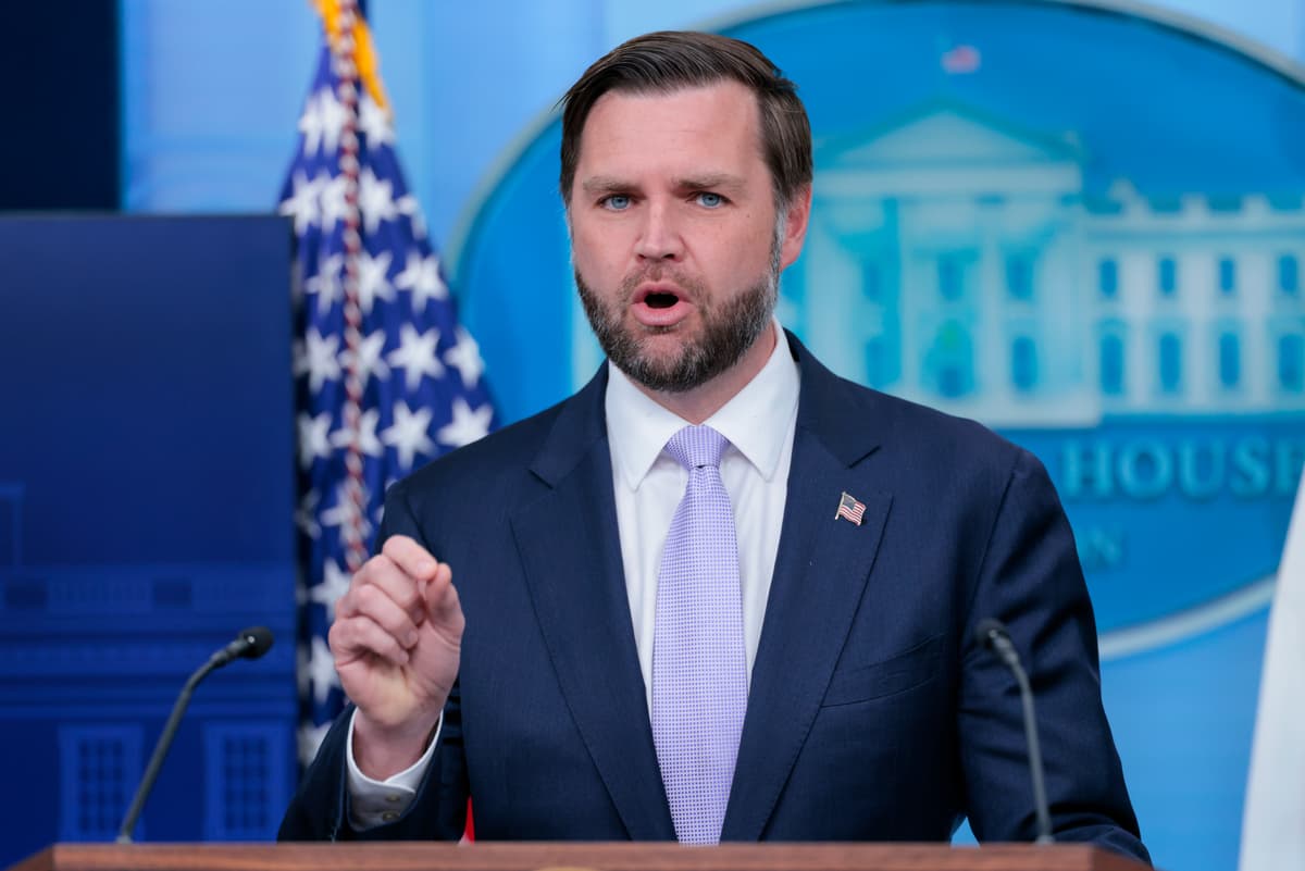 Heather Diehl/Getty Images Vice President Vance speaks during a press conference in the Brady Press Briefing Room at the White House on May 19, 2026.