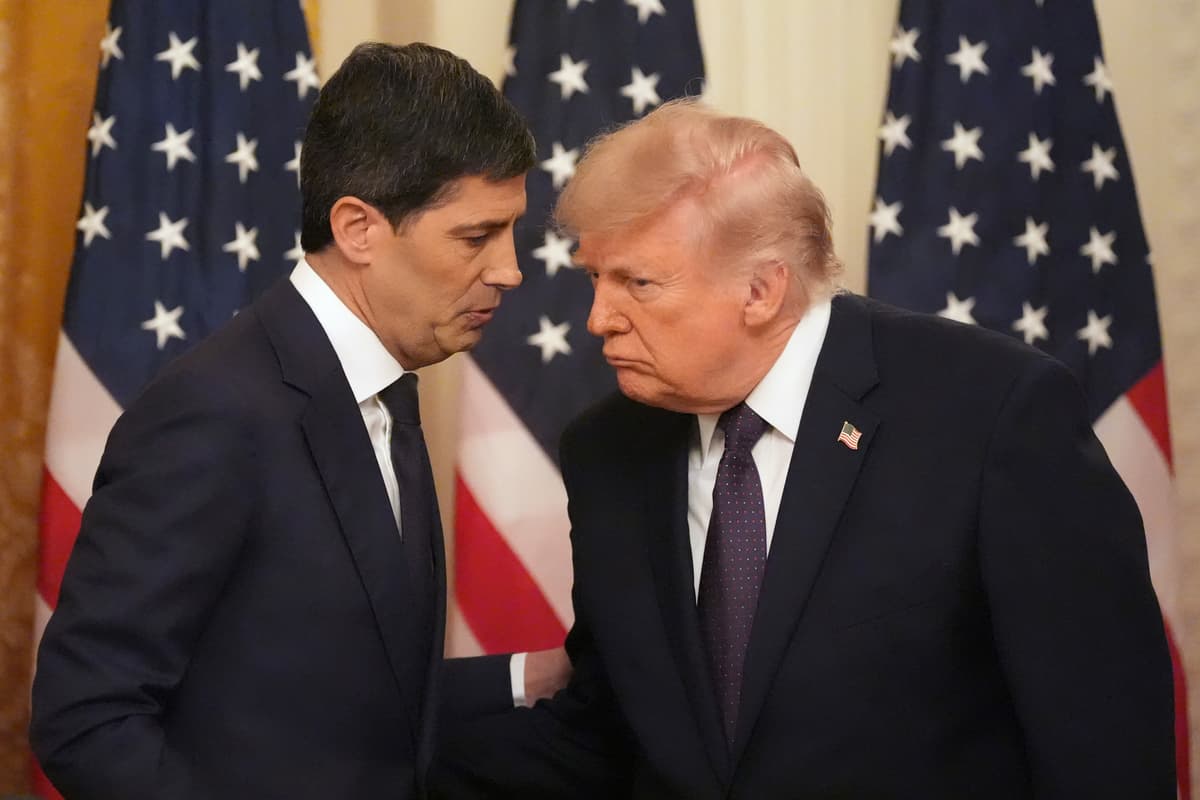 AP/Alex Brandon President Trump, right, speaks with the new Federal Reserve chairman, Kevin Warsh, at the White House, May 22, 2026.