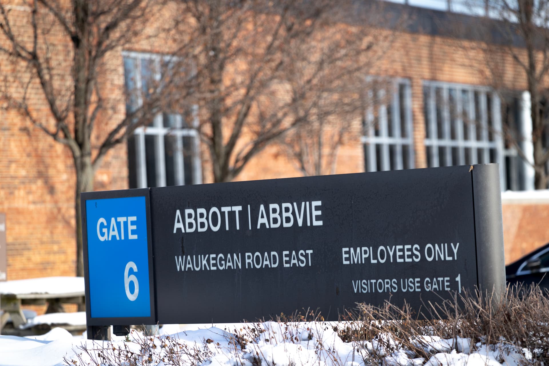 Scott Olson/Getty Images A sign marks an entrance at the Abbott Laboratories corporate headquarters campus at Abbott Park, Illinois, on December 5, 2025.