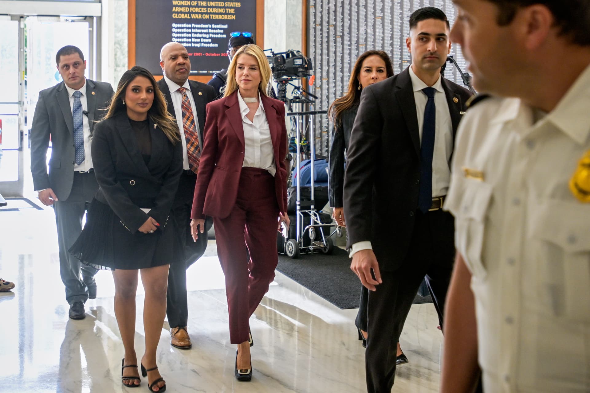 Rod Lamkey, Jr./AP The former attorney general, Pam Bondi, arrives for a deposition at the Rayburn House Office Building on Capitol Hill on May 29, 2026.