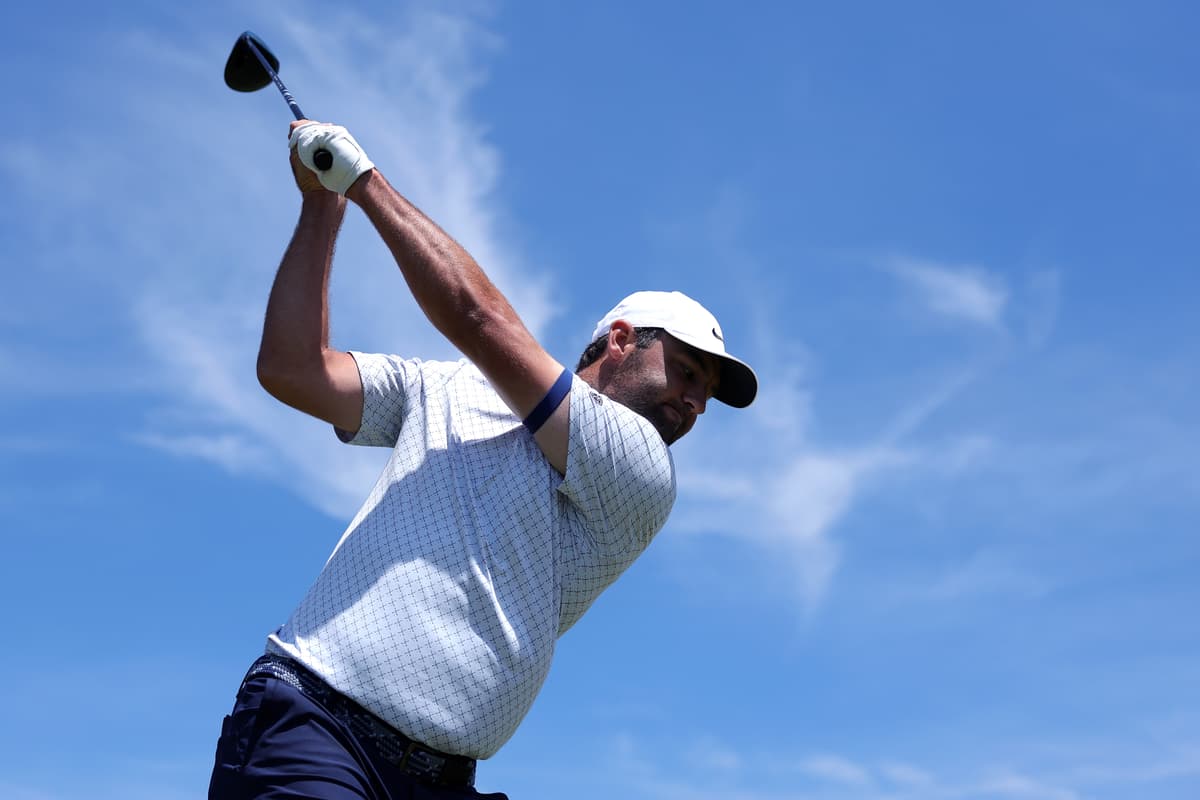 Kate McShane/Getty Images Scottie Scheffler of the United States tees off on the 12th hole during a practice round prior to the 126th U.S. OPEN at Shinnecock Hills Golf Club on June 17, 2026 in Southampton, New York.