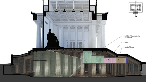 National Park Service A schematic diagram shows the design of a new museum beneath the Lincoln Memorial that will open its doors to the public on June 25, 2026.