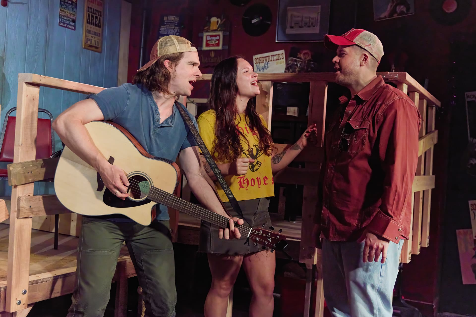 Jeremy Daniel Stephen Michael Spencer, Lauren 'Lolo' Pritchard, and Jonathan Judge-Russo in 'Music City.'