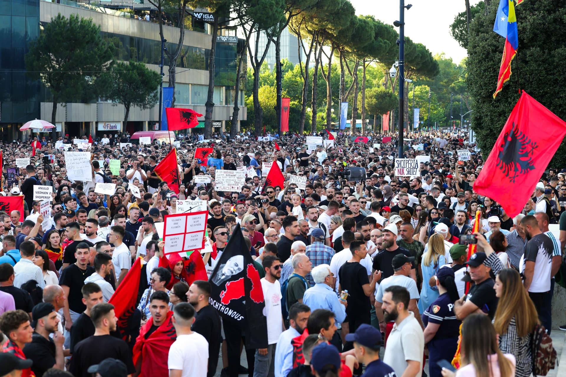 Armando Babani/Getty Images Protesters opposing a seafront development backed by Jared Kushner’s development firm rally to demand the resignation of Prime Minister Edi Rama in front of Albania’s government building at Tirana on June 2, 2026.