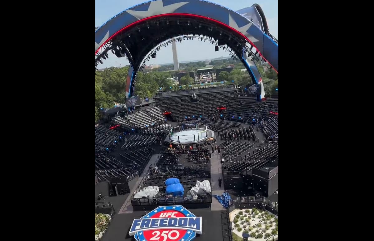 Eric Trump via X President Trump's son Eric Trump shared a video of the UFC cage on the White House lawn on Sunday afternoon before the event, June 14, 2026.