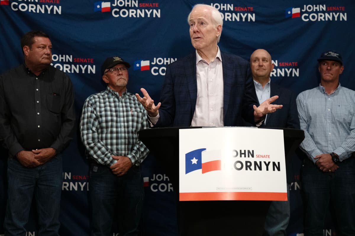 AP/Annie Rice Senator John Cornyn speaks during a campaign event at Lubbock, Texas, May 19, 2026.
