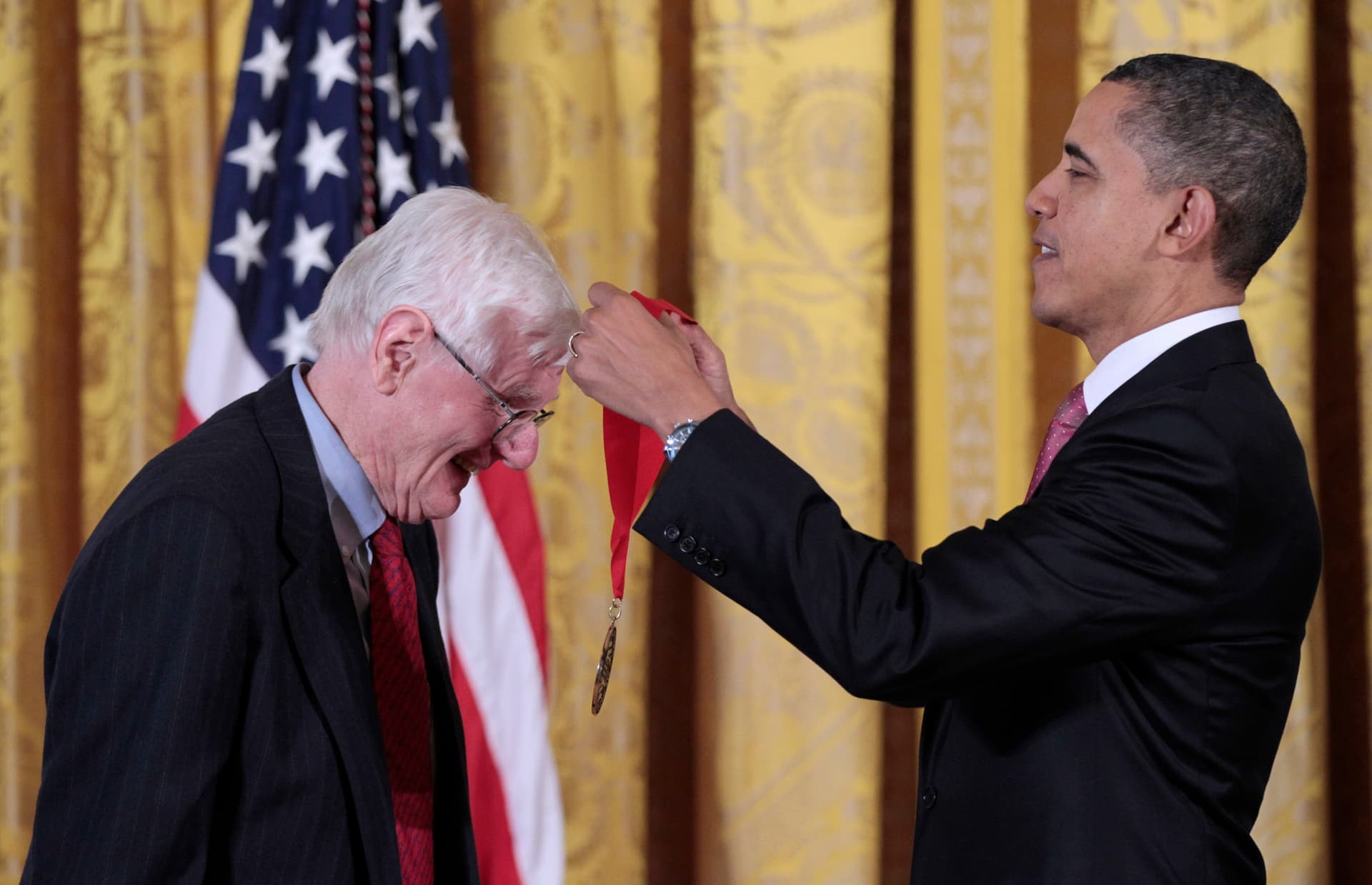AP/Pablo Martinez Monsivais President Obama presents a National Humanities Medal to author, historian and Brown University professor emeritus, Gordon Wood, at the White House on March 2, 2011.