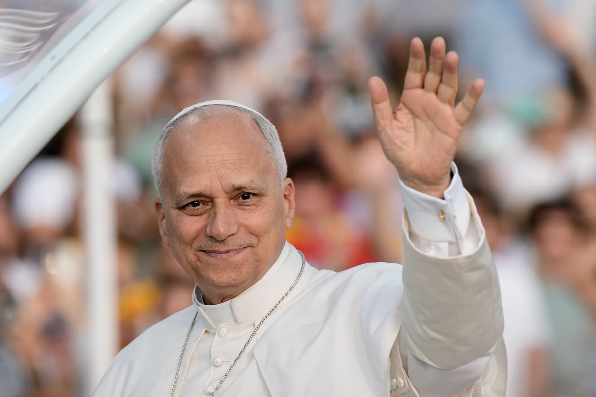 AP/Bernat Armangue Pope Leo XIV at Lluis Companys Olympic Stadium, Barcelona, Spain, June 9, 2026.