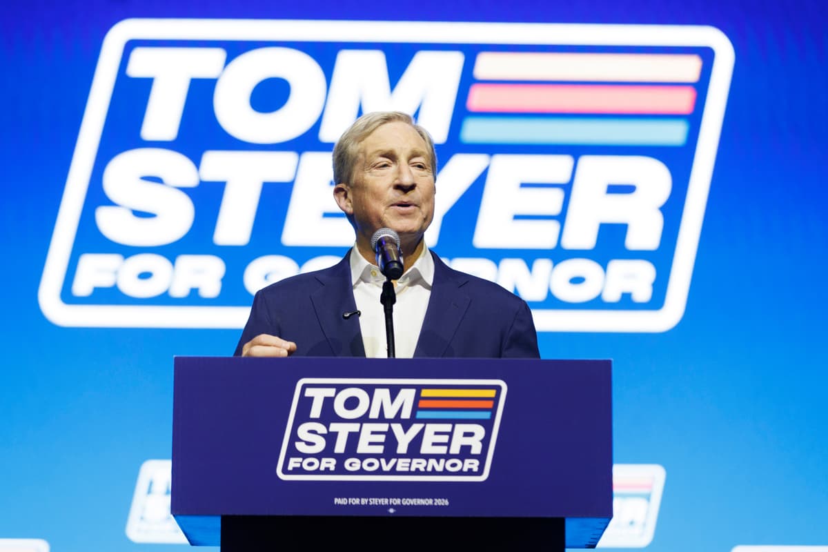 Santiago Mejia/San Francisco Chronicle via AP Democratic gubernatorial candidate Tom Steyer during his election night watch party at San Francisco on June 2, 2026.