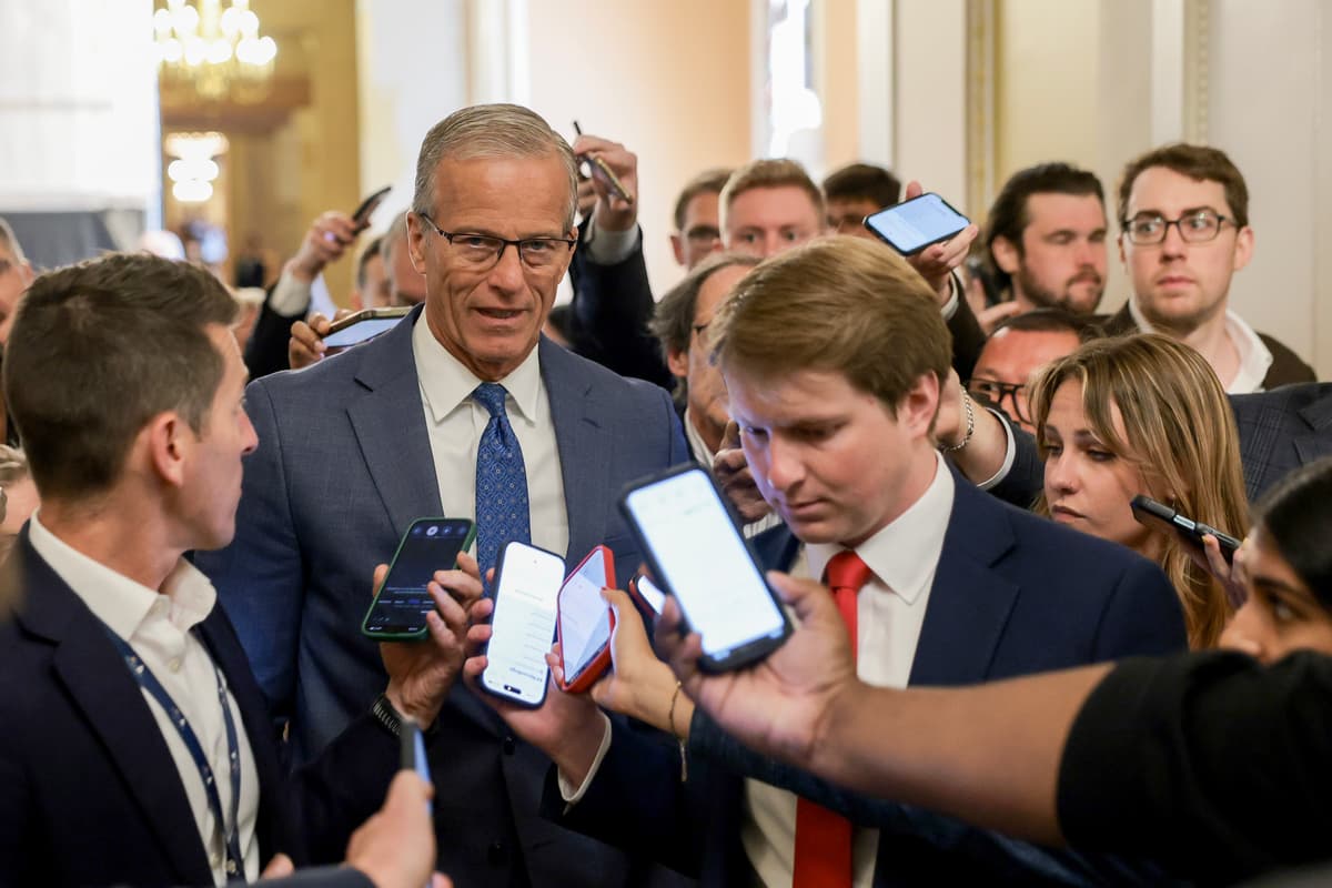 Anna Moneymaker/Getty Images Senate Majority Leader John Thune heads to the Senate Chamber at the Capitol on June 1, 2026.
