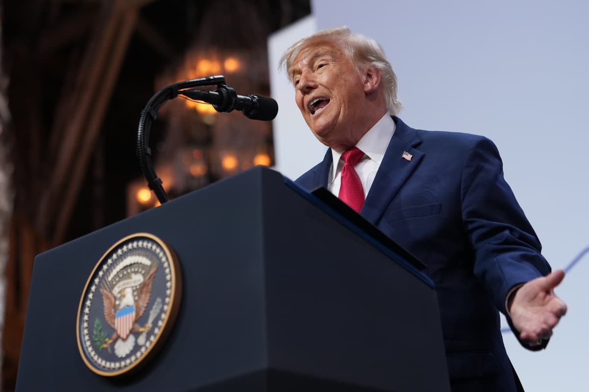 AP/Julia Demaree Nikhinson President Trump speaks during a news conference at the G7 summit, June 17, 2026, Evian-les-Bains, France.