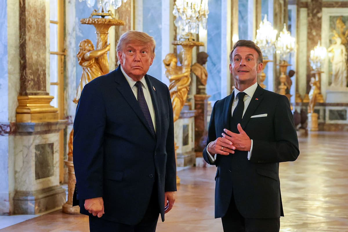 Anna Moneymaker/pool via AP President Trump, left, tours Versailles with President Emmanuel Macron on June 17, 2026.