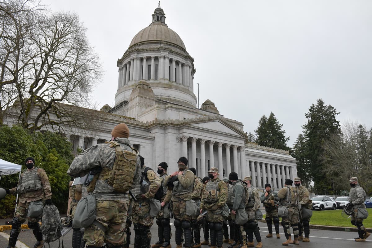 Koleen Elsberry via DVIDS 81st Stryker Brigade Combat Team January 17, 2021. supports Washington State Patrol in providing security at the state Capitol.