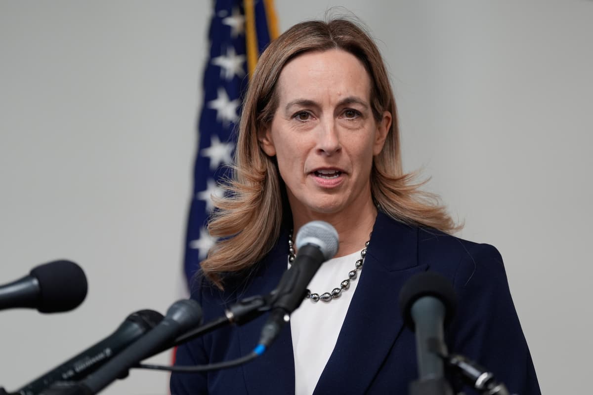 AP/Seth Wenig FILE: New Jersey's then-governor-elect, Mikie Sherrill, talks to reporters during a news conference at Trenton, N.J., Nov. 5, 2025.