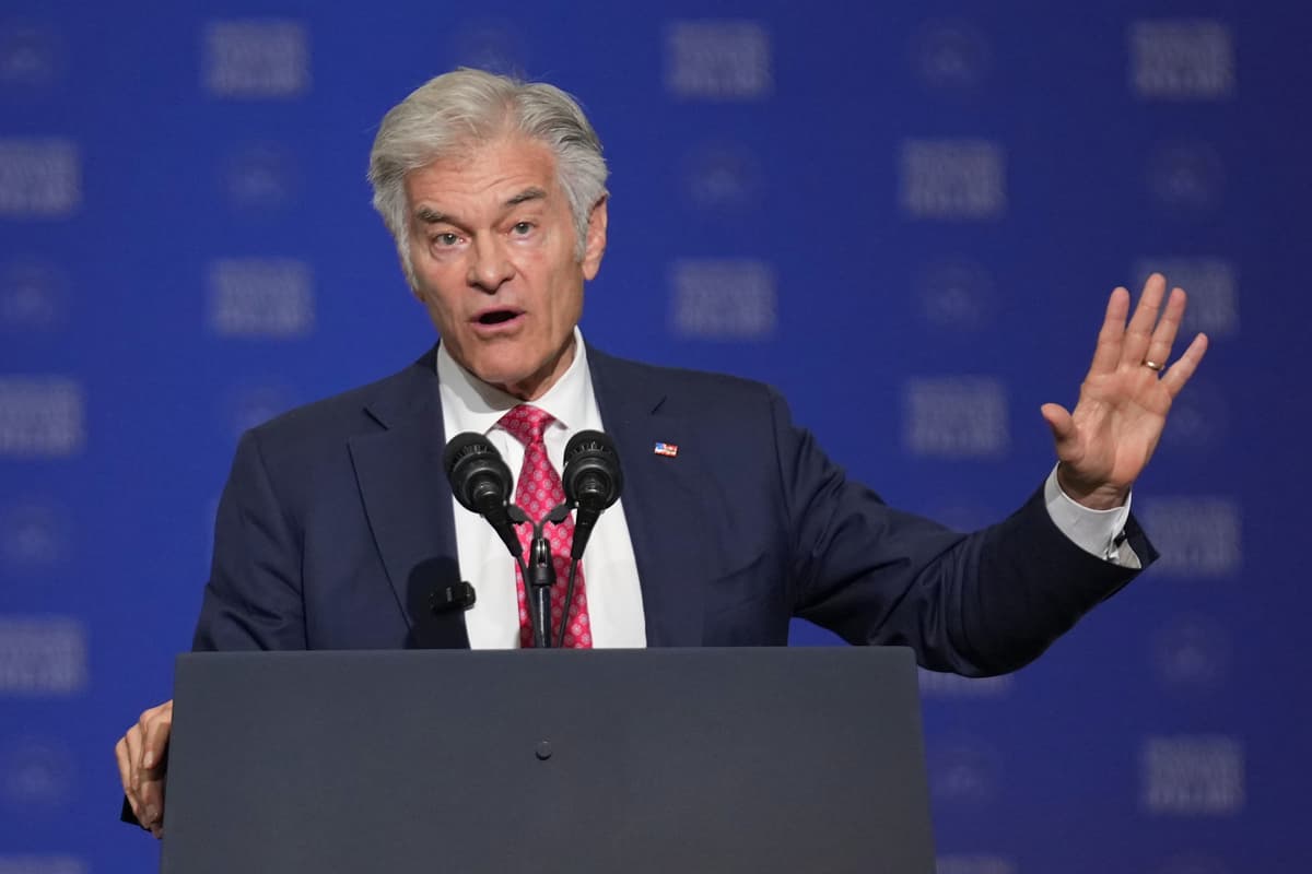 Mark Schiefelbein/Pool via AP The administrator for the Centers for Medicare & Medicaid Services, Dr. Mehmet Oz, speaks at the Wisconsin Air National Guard facility at Milwaukee, Wisconsin, on July 8, 2026.