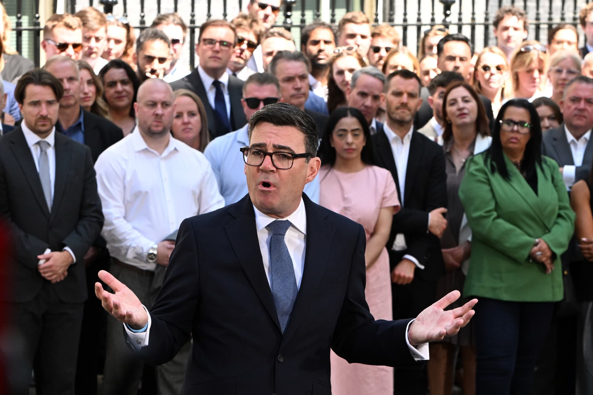 AP/Thomas Krych Prime Minister Andy Burnham at 10 Downing Street, July 20, 2026.