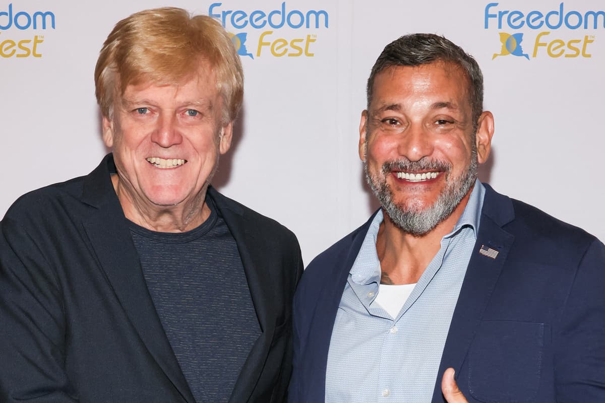 Paul Archuleta/Getty Images The former CEO of Overstock.com, Patrick Byrne (L), appears next to podcaster Michael Malice during the grand opening of the FreedomFest 2026 at Las Vegas, Nevada, on July 8, 2026.