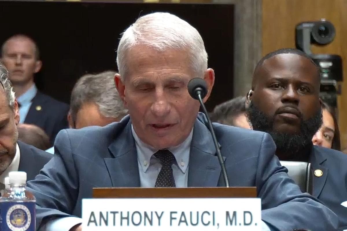 Senate Homeland Security and Governmental Affairs Committee Dr. Anthony Fauci reads from a statement invoking the Fifth Amendment at a hearing of the Senate Homeland Security and Governmental Affairs Committee on the origins and spread of Covid-19.