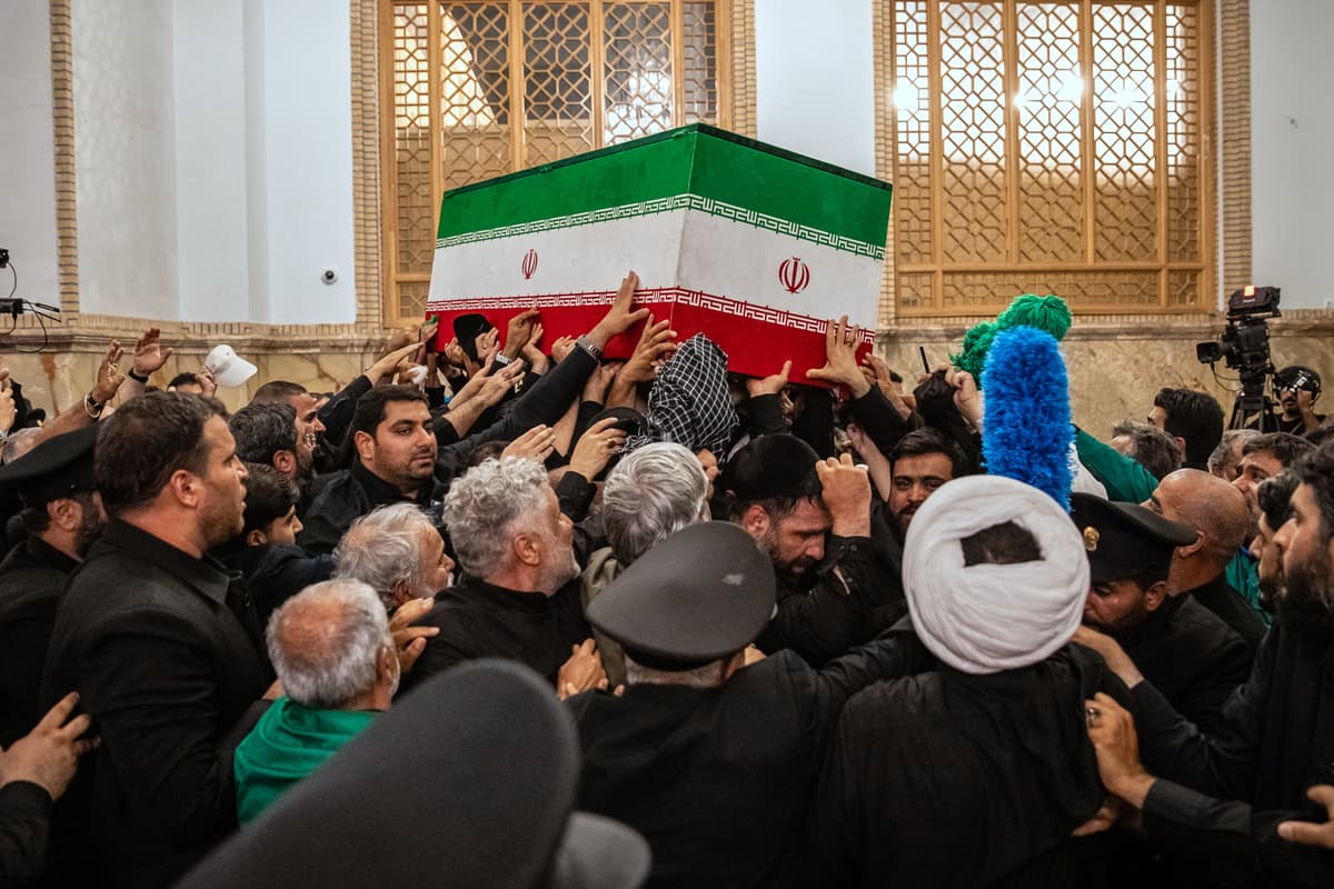 Office of the Iranian Supreme Leader via AP Mourners carry the coffin of the late Iranian supreme leader, Ayatollah Ali Khamenei, for the final prayer before his burial at the Imam Reza Shrine at Mashhad, northeastern Iran, on July 9, 2026.