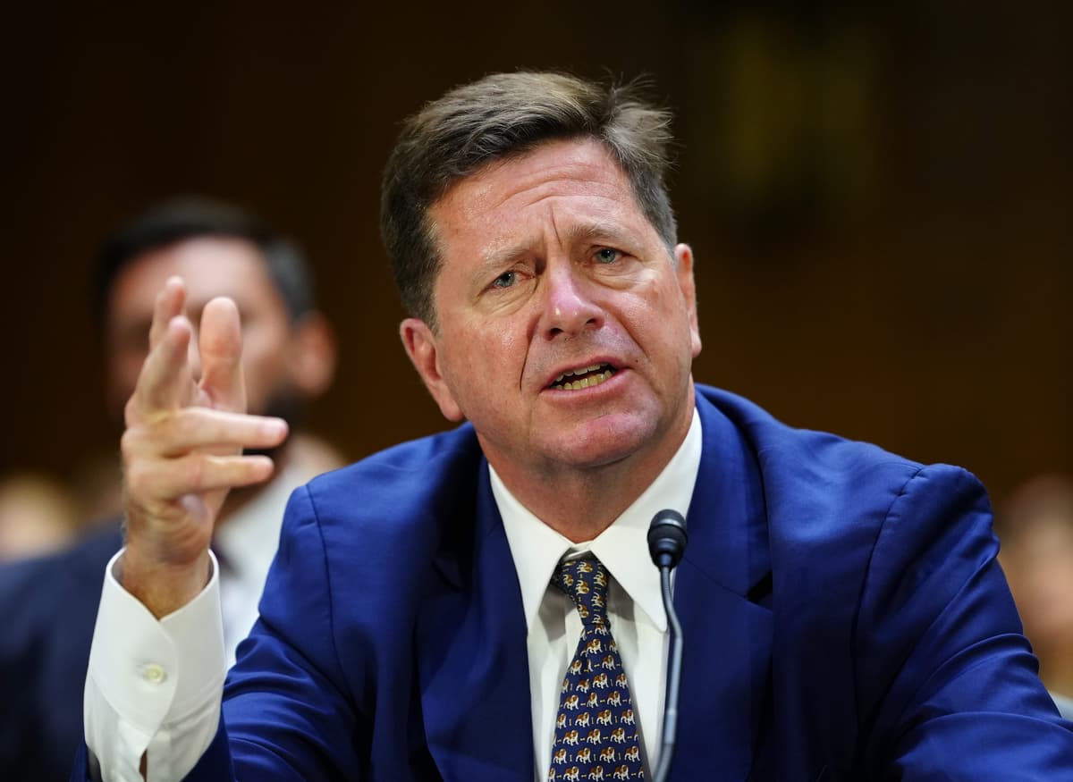 Aaron Schwartz/Getty Images Jay Clayton appears before the Senate Intelligence Committee during his confirmation hearing on Capitol Hill July 15, 2026 in Washington, D.C.