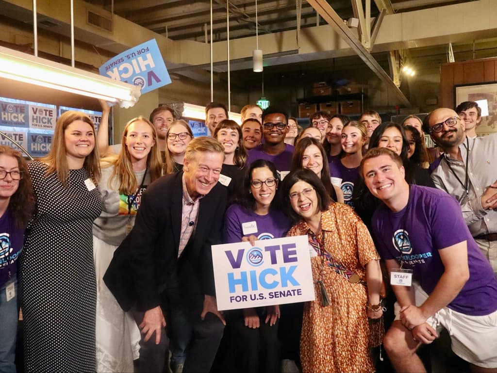 John Hickenlooper via X Senator John Hickenlooper shared a photo from his campaign after winning the Democratic primary in Colorado on June 30, 2026, for a shot at a second term in the U.S. Senate.