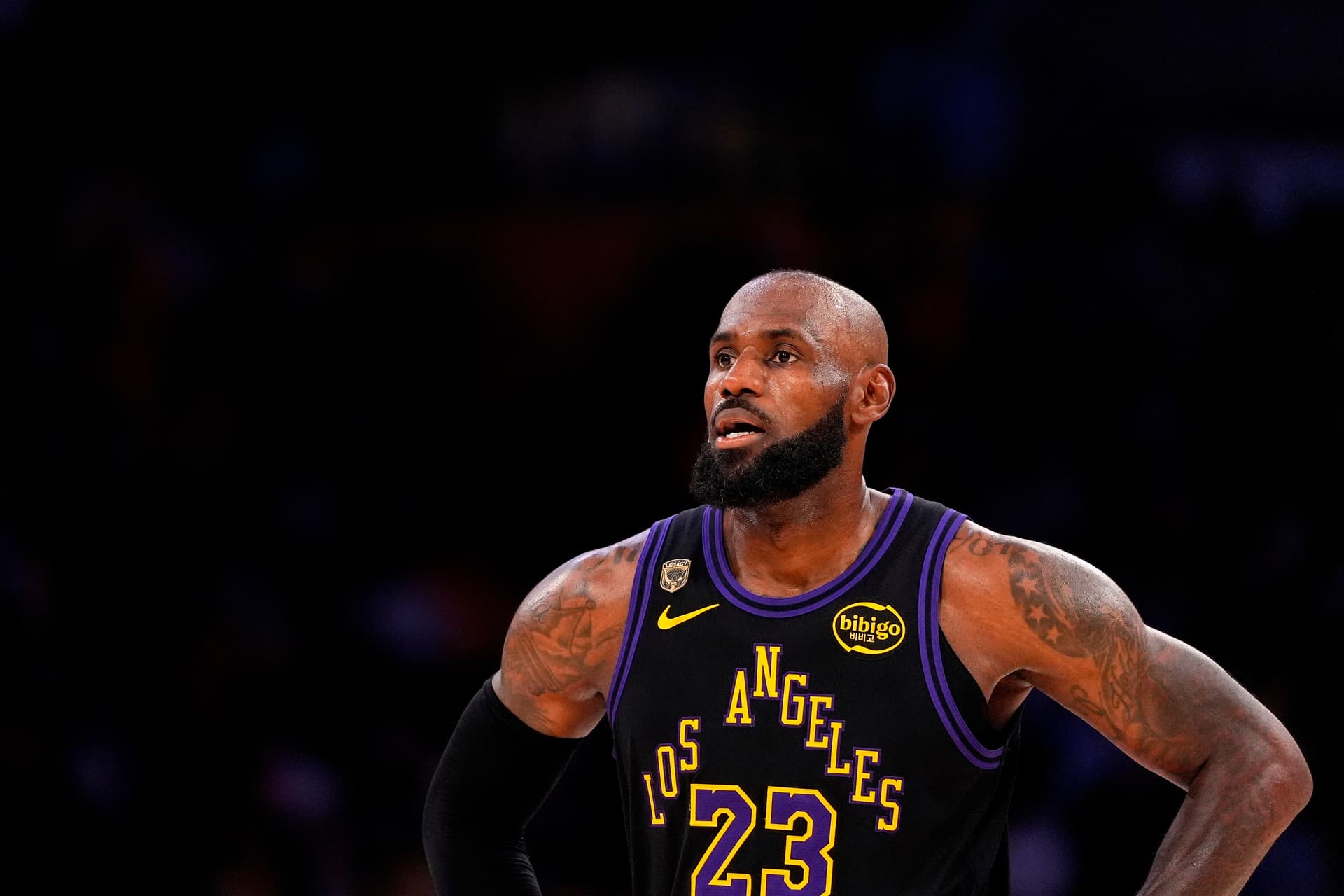 Mark J. Terrill/AP LeBron James stands on the court in the closing minutes of a second-round NBA basketball playoffs series against the Oklahoma City Thunder at Los Angeles on May 11, 2026.