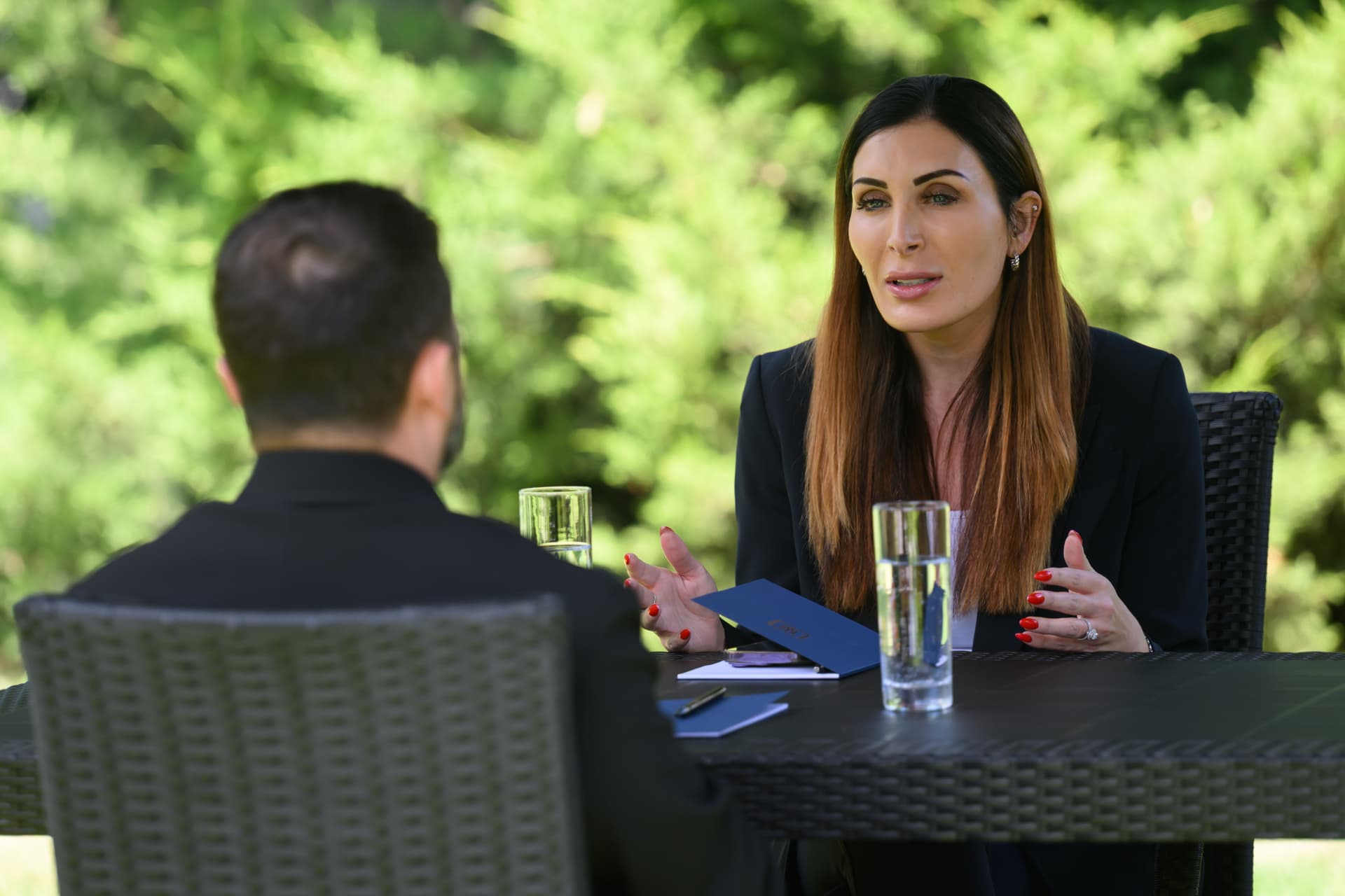 Ukrainian Presidential Press Office via AP Social media influencer Laura Loomer interviews President Volodymyr Zelensky of Ukraine at Kyiv on July 23, 2026.