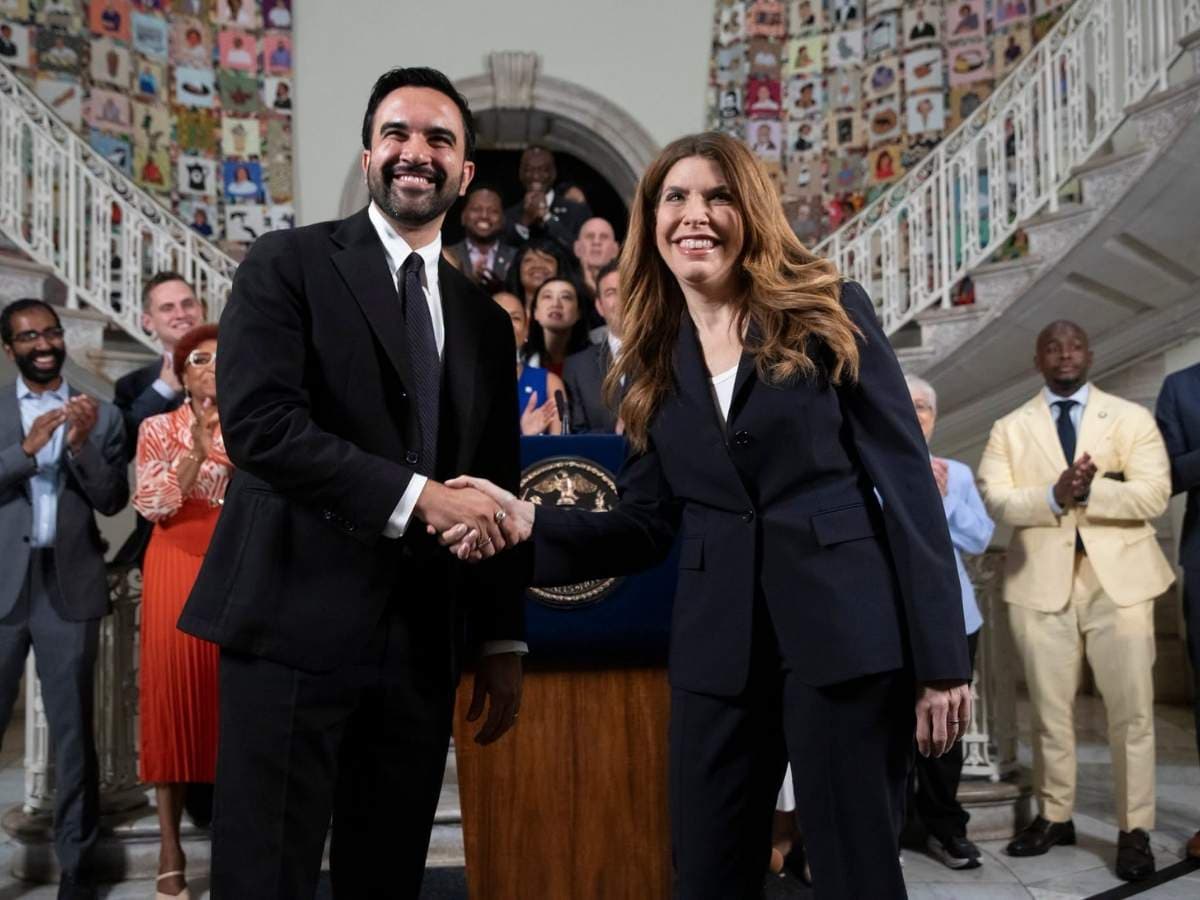 New York City Council via Facebook. New York City Council Speaker Julie Menin and Mayor Zohran Kwame Mamdani, seen here on June 30, 2026, have said they will not accept a pay raise expected to be passed by the city council this summer.