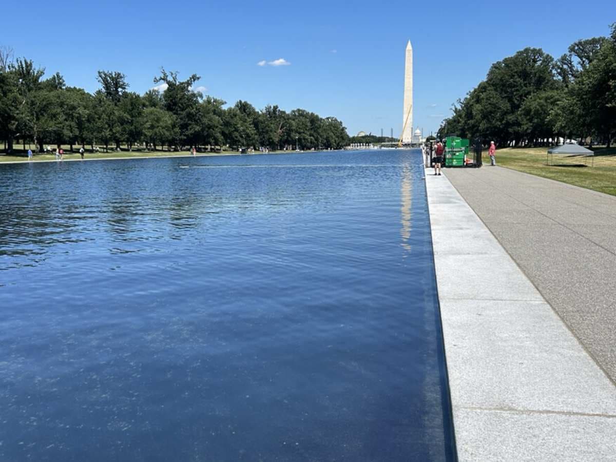 Greg Wischer/U.S. Department of the Interior A photo of the Reflecting Pool touted by President Trump on Truth Social shows clear water on July 5, 2026, at Washington, D.C.