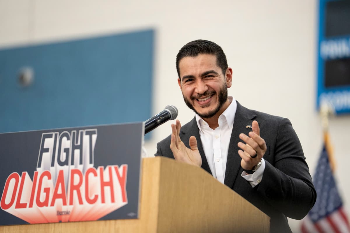Sarah Rice/Getty Images Senate candidate Abdul El-Sayed at Detroit's Mumford High School on May 3, 2026.
