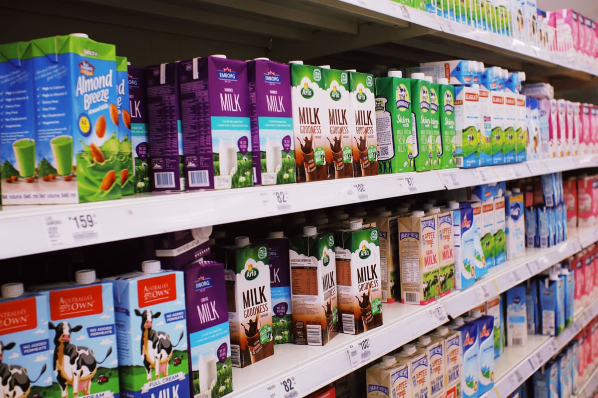Ian Panelo via Pexels.com Milk on a grocery store shelf.