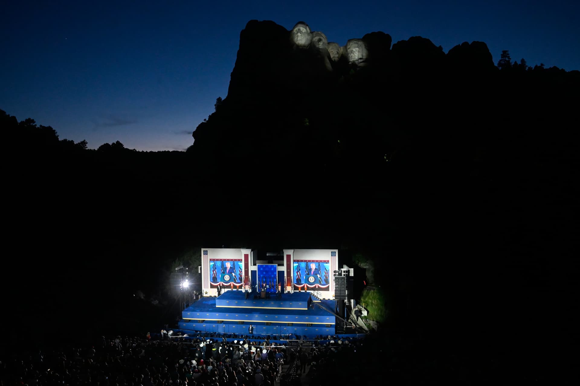 AP/Matt Gade President Trump speaks at Mount Rushmore National Memorial, July 3, 2026.