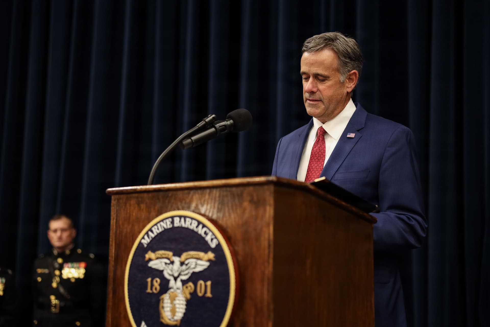 Landon Heredia via DVIDS John L. Ratcliffe director of the Central Intelligence Agency addressing U.S. troops in July 2026.